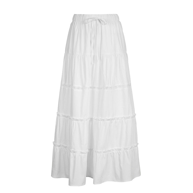 concert outfit INS Fashion Trendy Cotton Split Pure White Dress New Simple Casual All-Match Skirt for Women