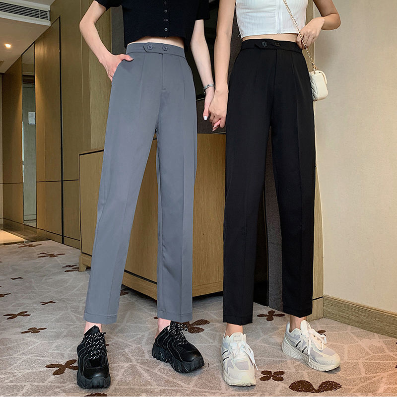 business casual outfits Loose Draping Suit Pants Autumn Thin Pants High Waist Casual Pants Slim Straight Cropped Pants for Women