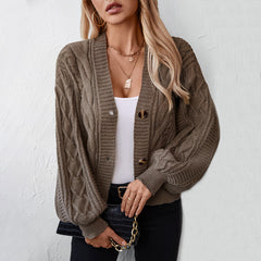 y2k outfits Retro Solid Color Twisted Knitted Cardigan Women's Autumn and Winter Loose Button Cardigan Sweater Coat