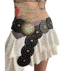 dress to impress outfits Wind Y2g Decorative Disc Waist Seal American Retro Asian Culture Belt Female Belt Fashion
