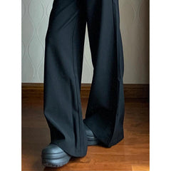 fashion outfits Plus Size Black Straight Suit Wide-Leg Pants Women's Summer High Waist Draping Loose Slimming Casual Mopping Pants