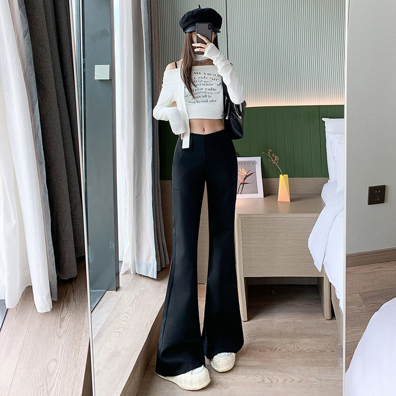 fashion outfits High-Grade Casual Pants for Women Autumn and Winter Low Waist Slim Fit Comfortable Fashion Single Pants Fleece-lined Suit Pants