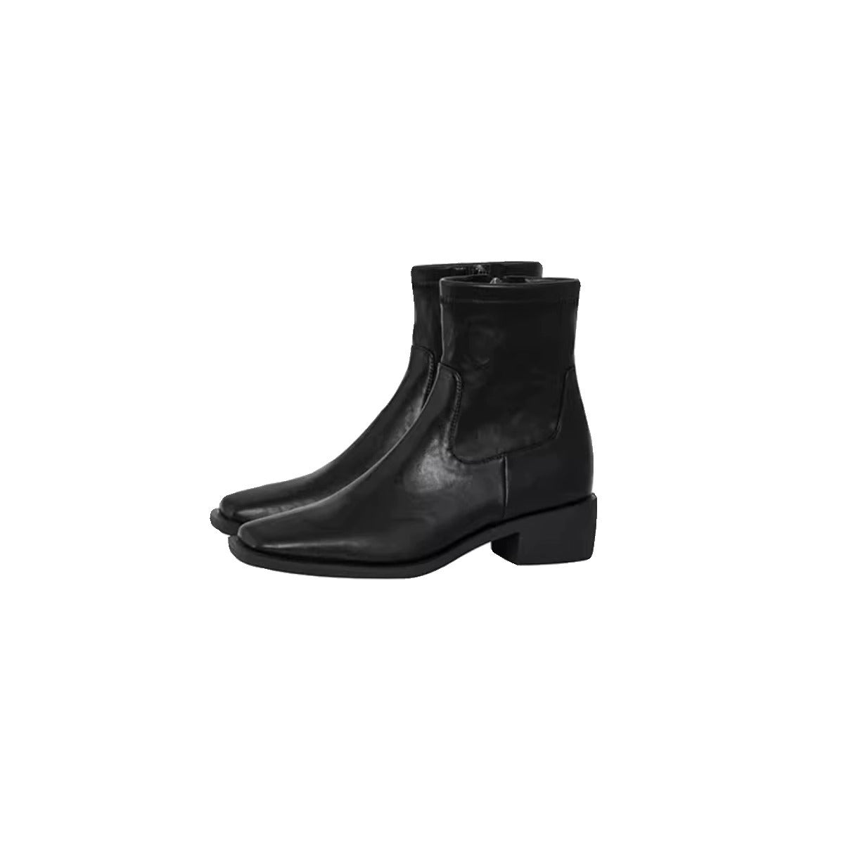 barn jacket outfits Cowhide Thin Boots Soft Bottom Comfortable Walking Boots Minimalist Commuter Versatile Square Toe Chunky Heel Ankle Boots High Heel Ankle Boots for Women
