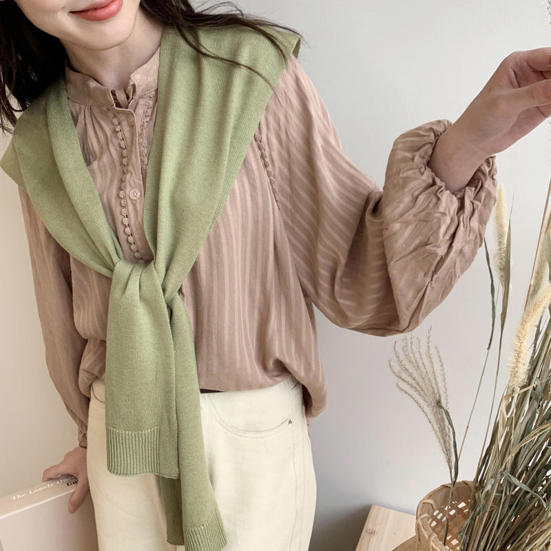 casual fall outfits Wool Blend Solid Color Shawl Outer Wear Internet Celebrity Knotted Waistcoat Korean Style Versatile Spring and Autumn Summer Shoulder Matching Women