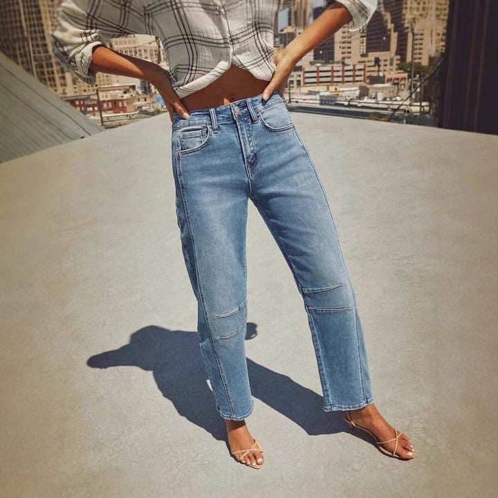 joker costume female outfit Casual Loose Mid-Waist Straight-Shaped Women's Washed Fashion Jeans Ebayjeans