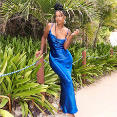 dresses Sexy Open Back Dress Women's Sexy Backless Dress Elegant Slim Strap Dress
