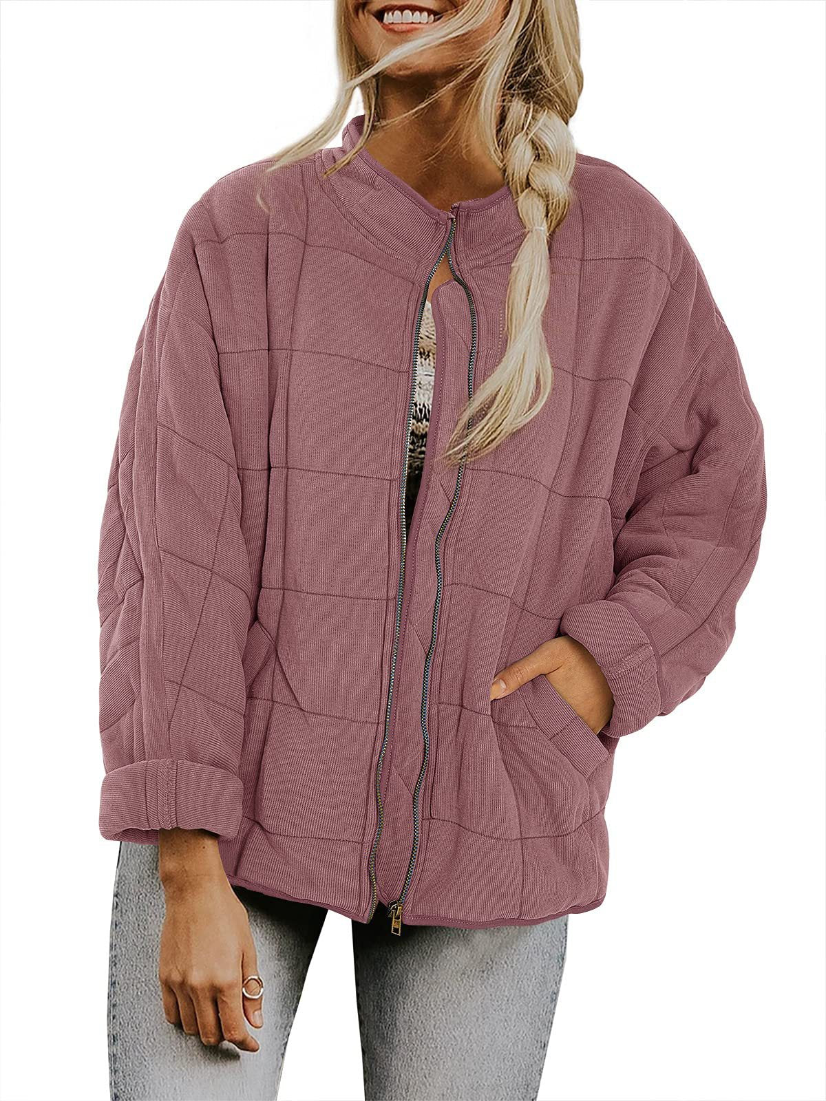 fall trends 2024 outfits Solid Color Stand Collar Cotton Coat New Loose Pocket Long Sleeve Jacket Top for Women