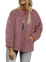 fall trends 2024 outfits Solid Color Stand Collar Cotton Coat New Loose Pocket Long Sleeve Jacket Top for Women