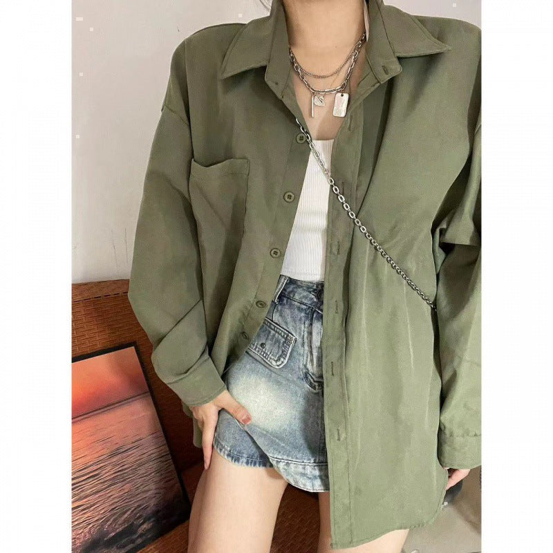 outfit ideas American Retro Cotton Shirt Women's High-End Western Style Loose All-Match Slimming Thin Long Sleeve Shirt Outer Wear Cardigan Fashion