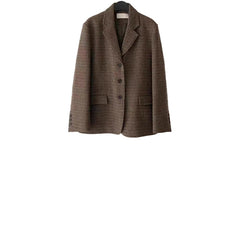leapord halloween outfit Autumn Elegant Retro Fine Plaid Wool Suit Jacket