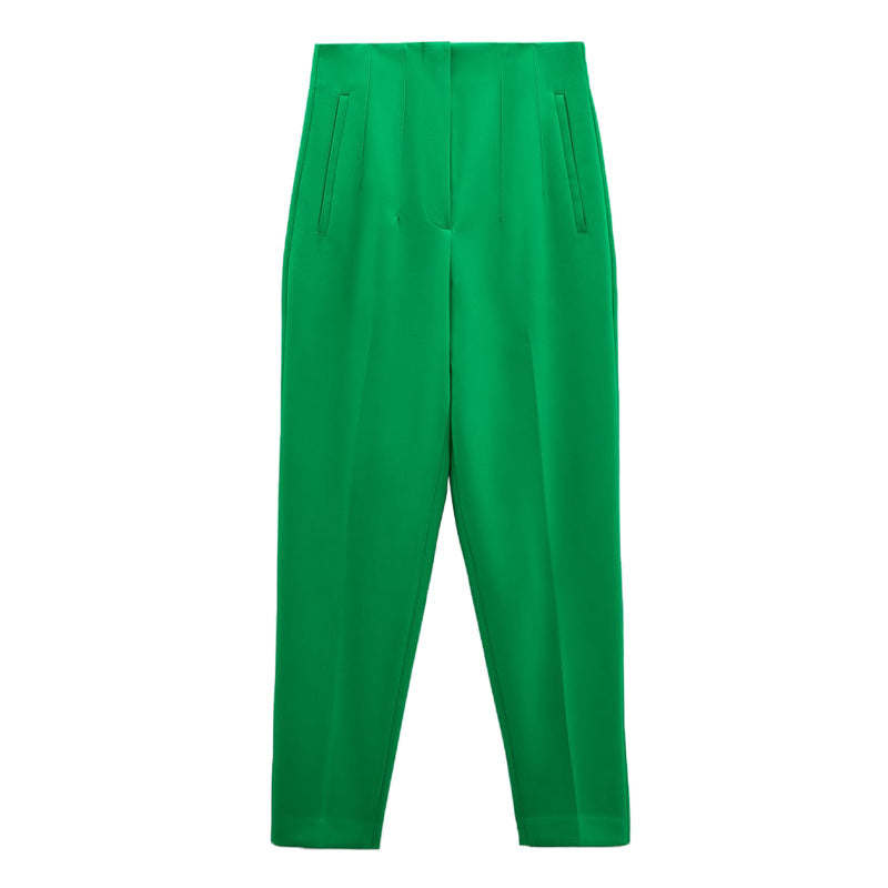curvy casual outfits Autumn New Casual Pants Professional Temperament Commuter Front Pleated Slimming Ankle High Waist Pants 7901432