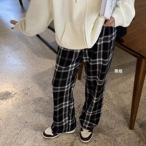 dream clothes Pants Winter Fleece-lined Thickened New Cashmere Plaid Pants Women's High Waist Warm Casual Pants Tall Trousers