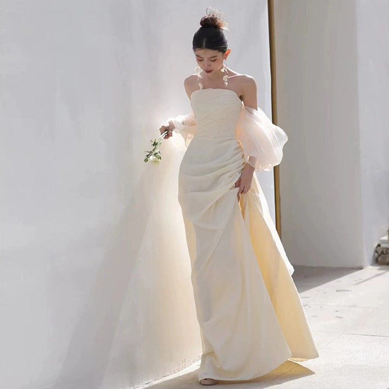 prom dresses Morning Gown Bride Light Wedding Dress New Tube Top High-Grade Engagement Dress Wedding Fairy Temperament Evening Dress for Women