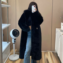 simple winter outfits Autumn and Winter Fur Mink Fur Fur Integrated Long Sweater Coat Loose Thickened Trendy Korean Style Coat for Women