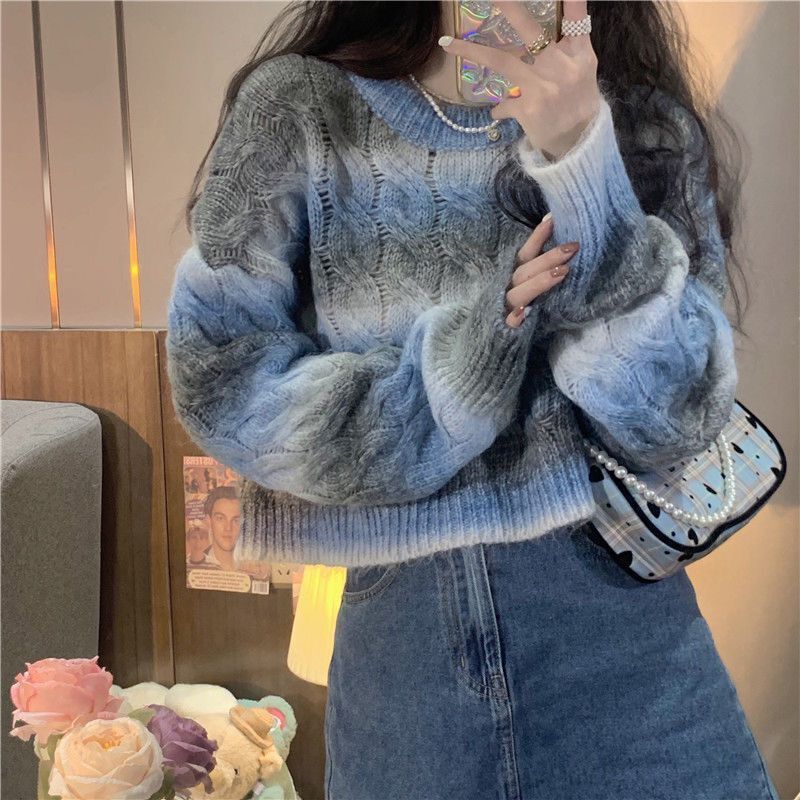 trending fall outfits Spring and Autumn Gradient Retro Japanese Style Lazy Style Sweater Women's Korean Style Niche Fashion