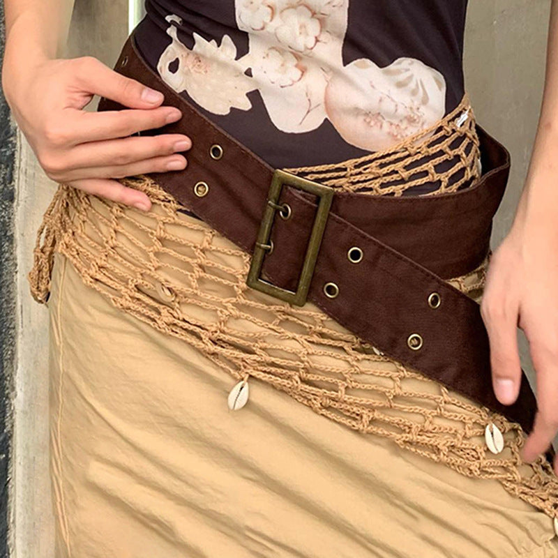 fbi agent costume American-Style Retro Irregular Pleated Skirt Autumn Multi-Layer Ruffled High Waist Woven Skirt for Women