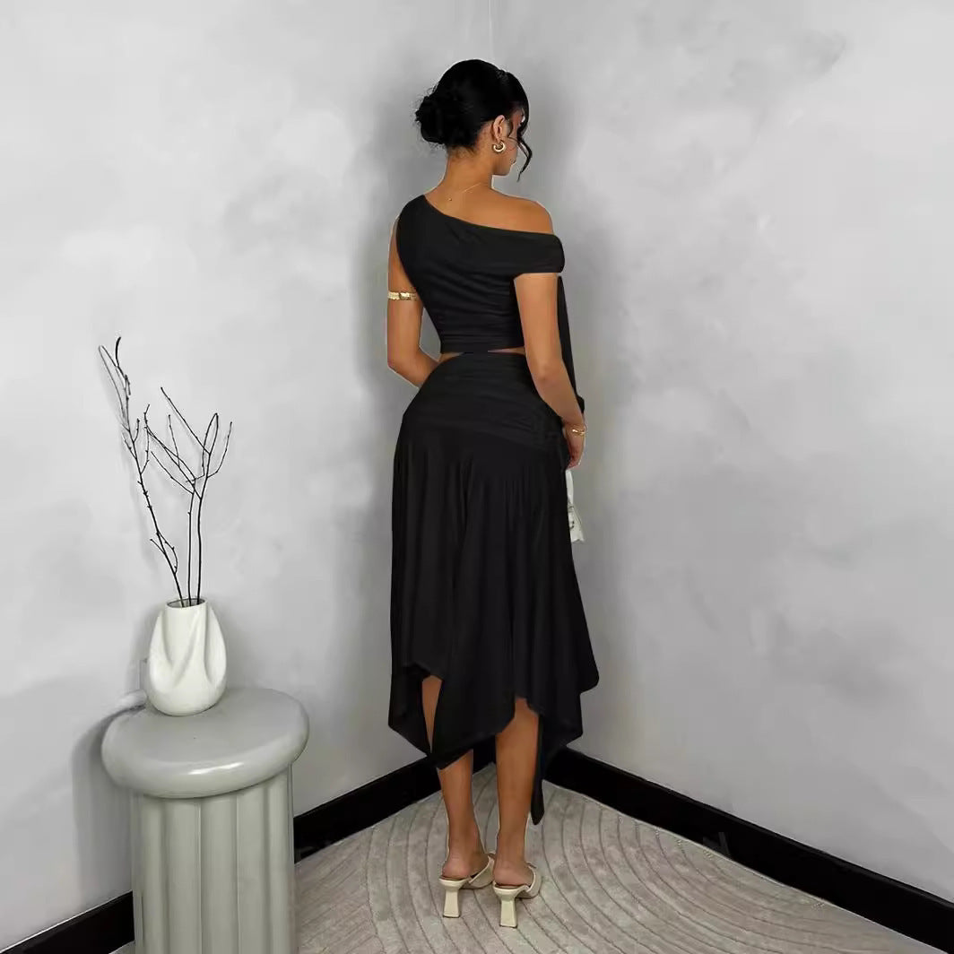 date night outfit Style Spring New Women's Clothing New Sexy Navel Vest High Waist Sheath Skirt Set