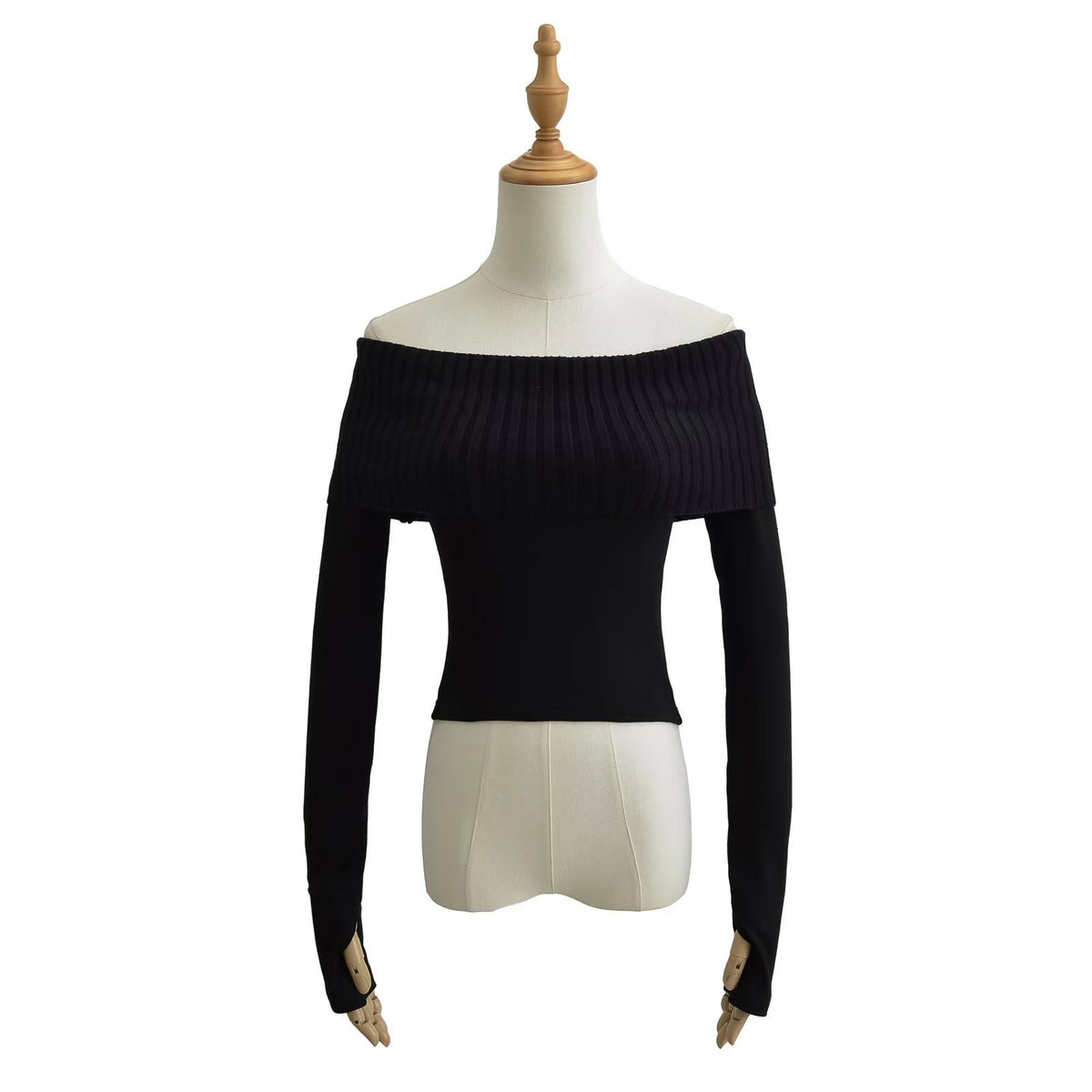dream clothes Autumn and Winter New Women's Hot Girl off-Neck Stitching Long-Sleeved T-shirt