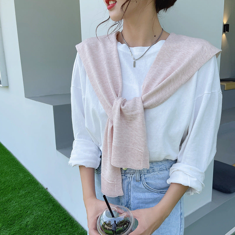 casual fall outfits Wool Blend Solid Color Shawl Outer Wear Internet Celebrity Knotted Waistcoat Korean Style Versatile Spring and Autumn Summer Shoulder Matching Women