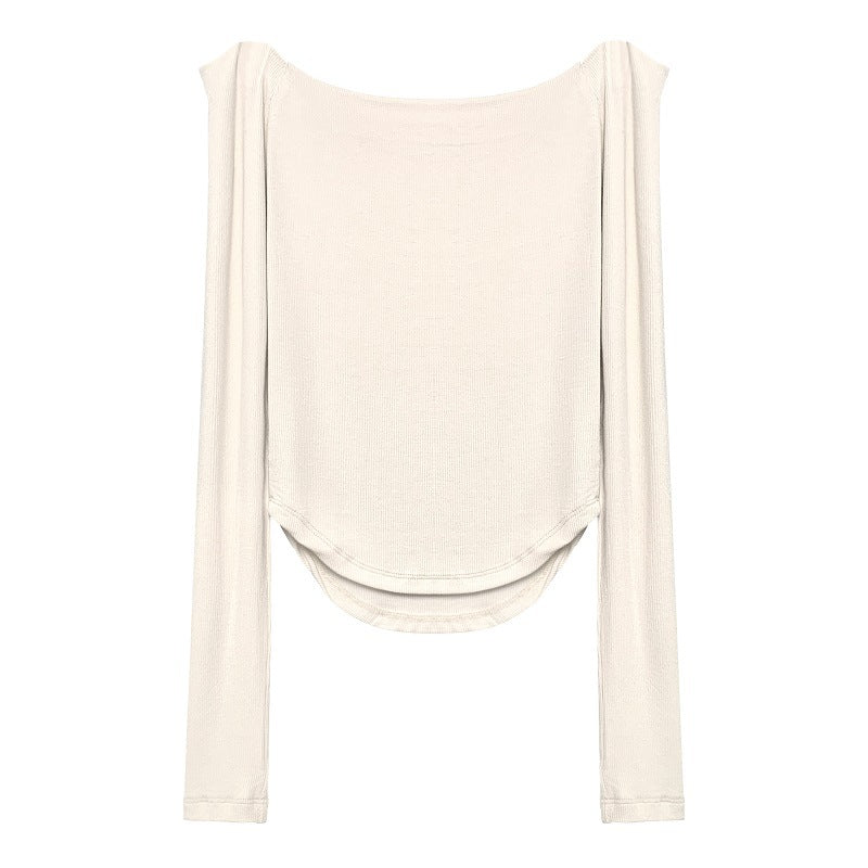 leapord halloween outfit Slim-Fit Slimming Sexy Hot Girl off-Shoulder Slimming Long-Sleeved T-shirt Top