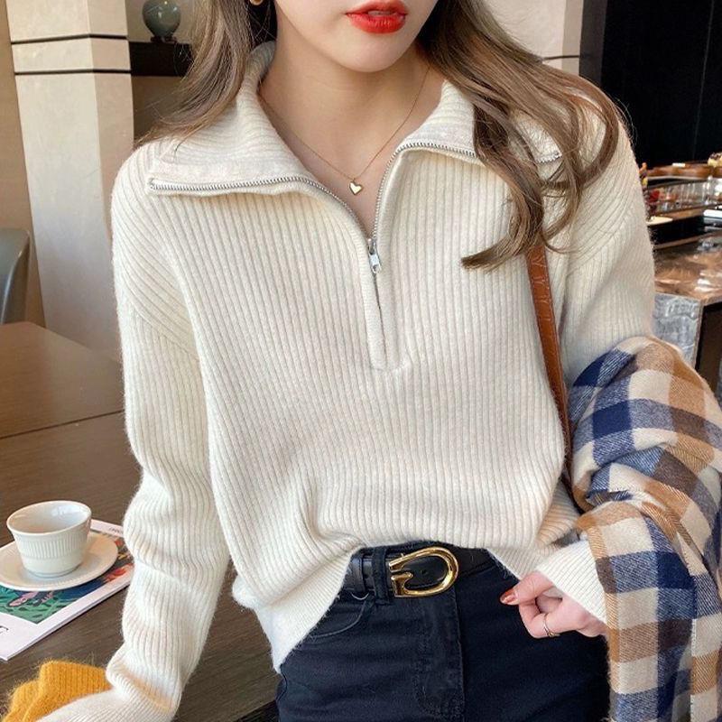 game outfit woman Red Sweater Women's Autumn and Winter Niche Knitted Bottoming Shirt Western Style Inner Top