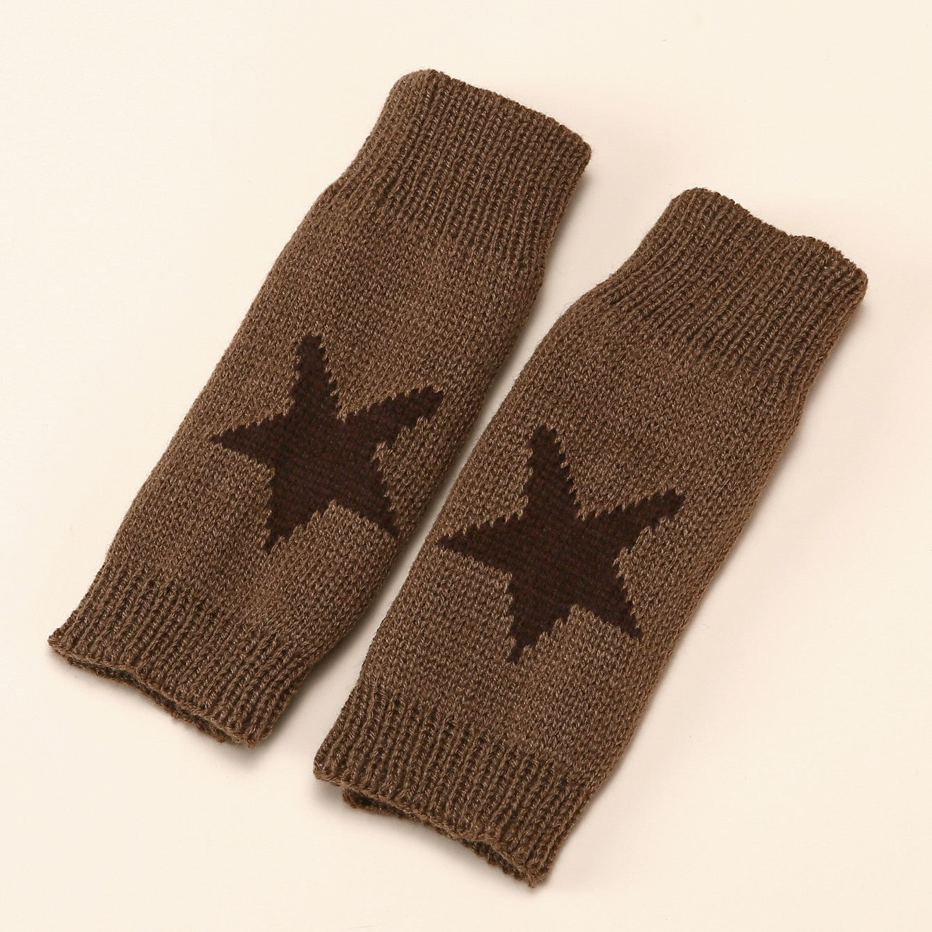 clothes Autumn and Winter Acrylic Wool Five-Pointed Star Gloves Warm Arm Sleeve Leakage Finger Autumn and Winter Oversleeve