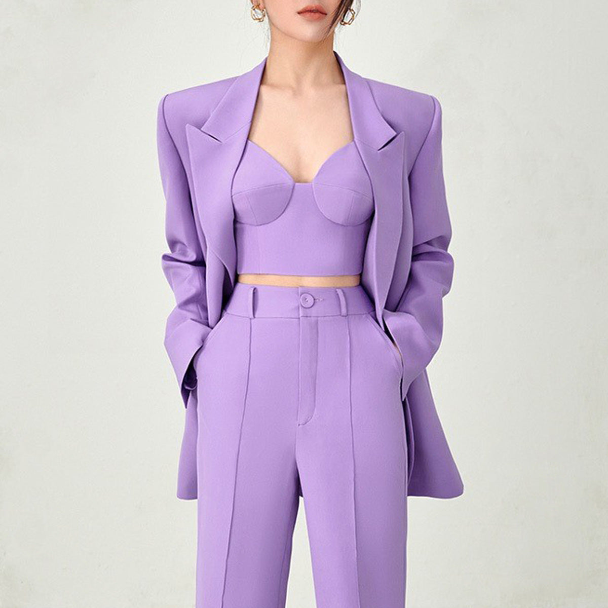 dress to impress outfits 2024 New High Quality Casual Temperament Commuter Fashion Professional Women's Suit plus Bra Pants Suit