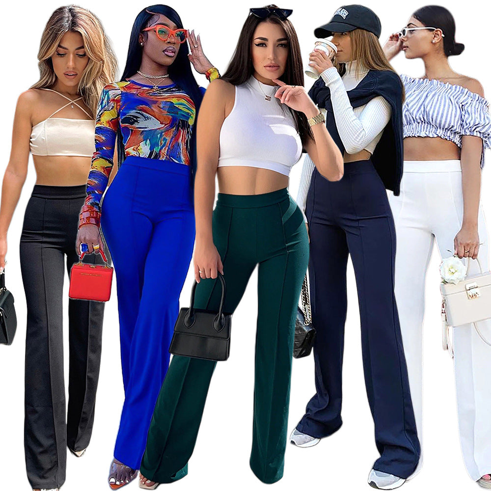 going out outfits Women's Fashion Slim-Fit High Waist Personalized Flared Trousers Multi-Color Optional