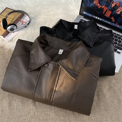 outfit inspo fall American-Style Men's and Women's Leather Jacket Retro Camisole High-Grade Hong Kong-Style Leather Jacket Simple Couple Jacket