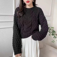 winter date night outfits Autumn Retro Pullover Solid Color Long-Sleeved Sweater Coat Women's Lazy Style Loose Twist Women's Knitted Bottoming Shirt
