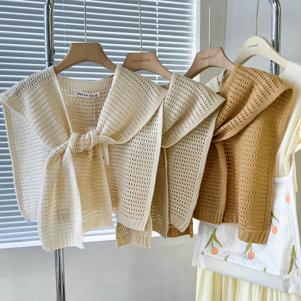 casual fall outfits Spring and Autumn Knitted Shawl for Women, Fashionable Decoration, Western Style Shoulder-Matching, Summer, Skirt, Neck Protection
