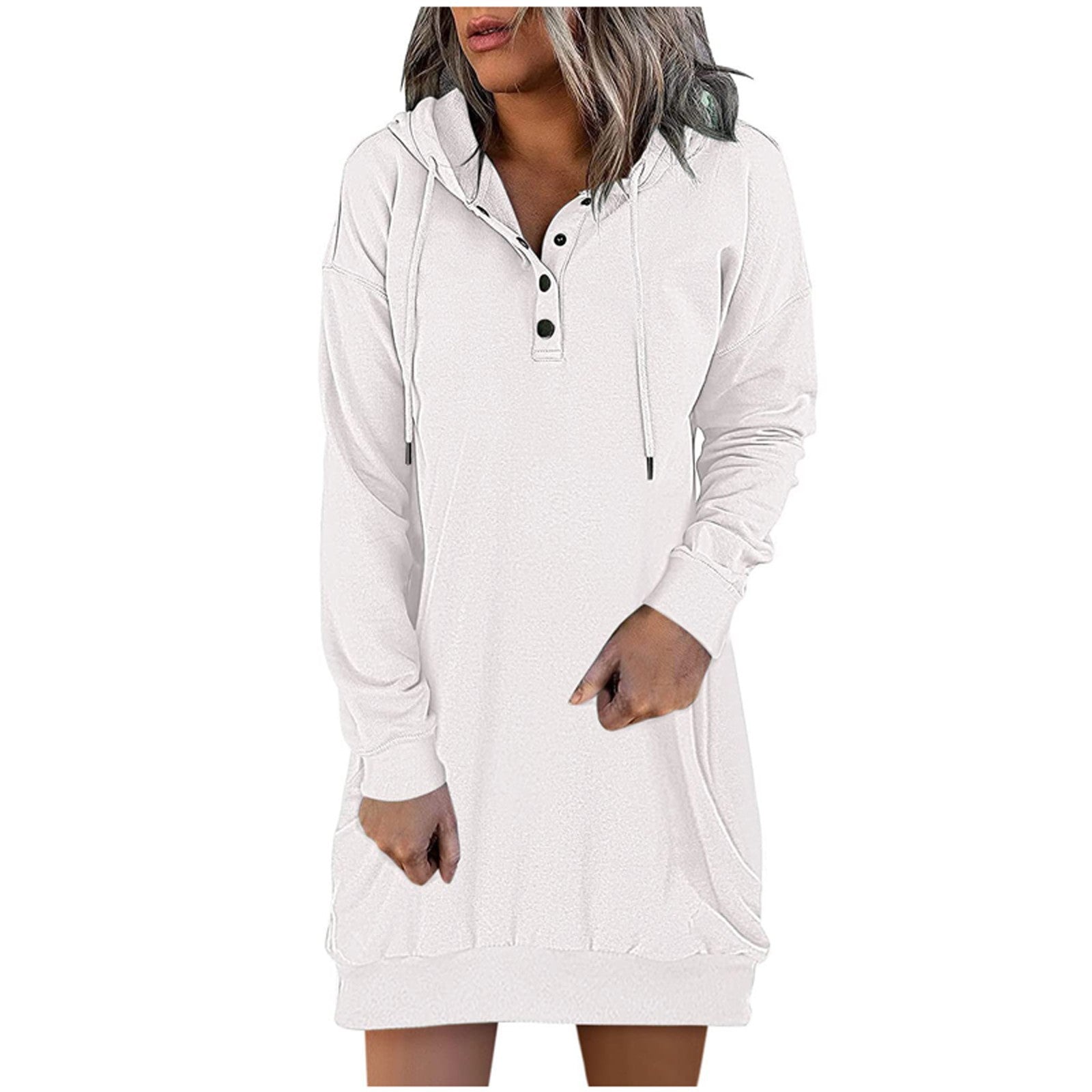 Women's Long-Sleeved Loose Casual Hooded Drawstring Pocket Sweater
