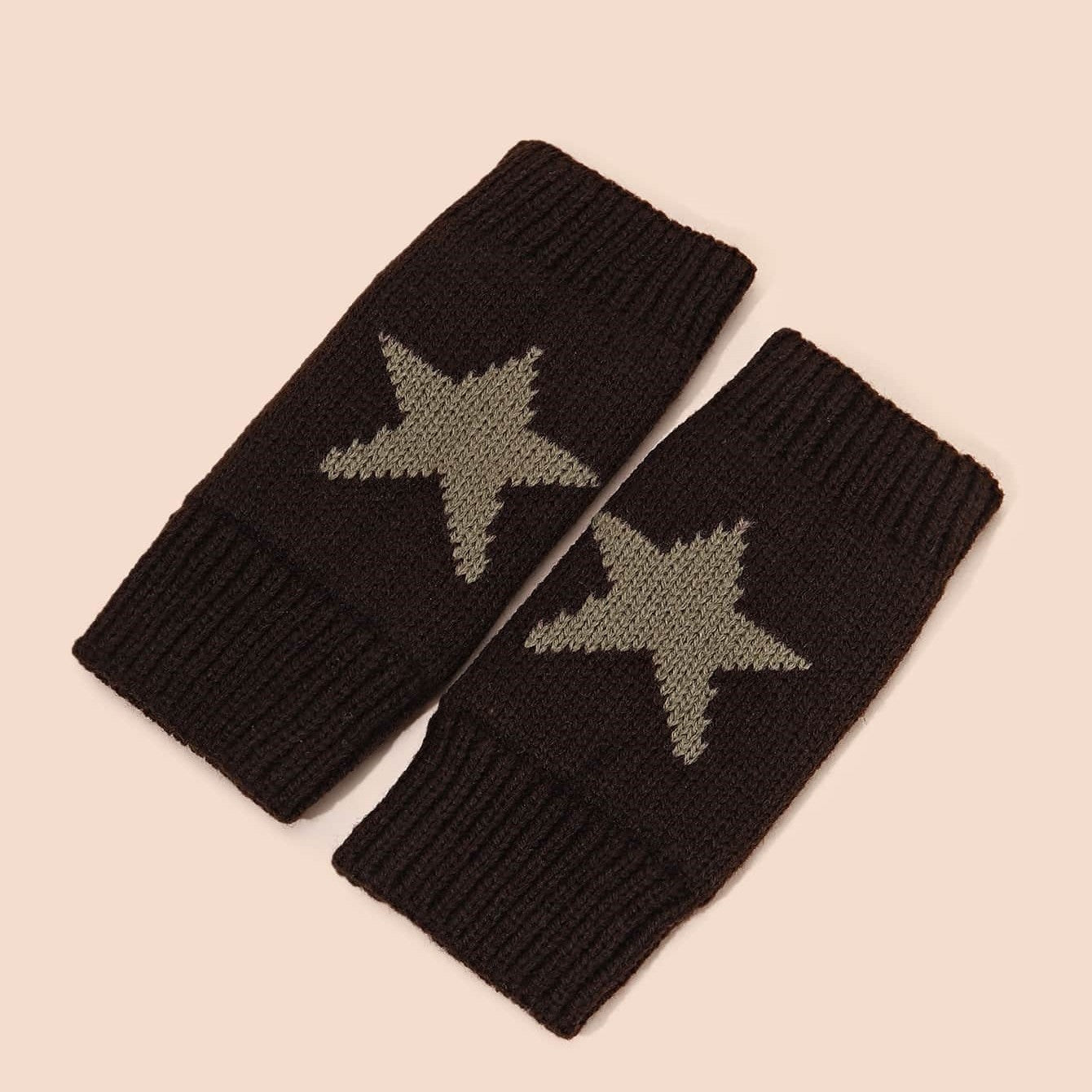 clothes Autumn and Winter Acrylic Wool Five-Pointed Star Gloves Warm Arm Sleeve Leakage Finger Autumn and Winter Oversleeve