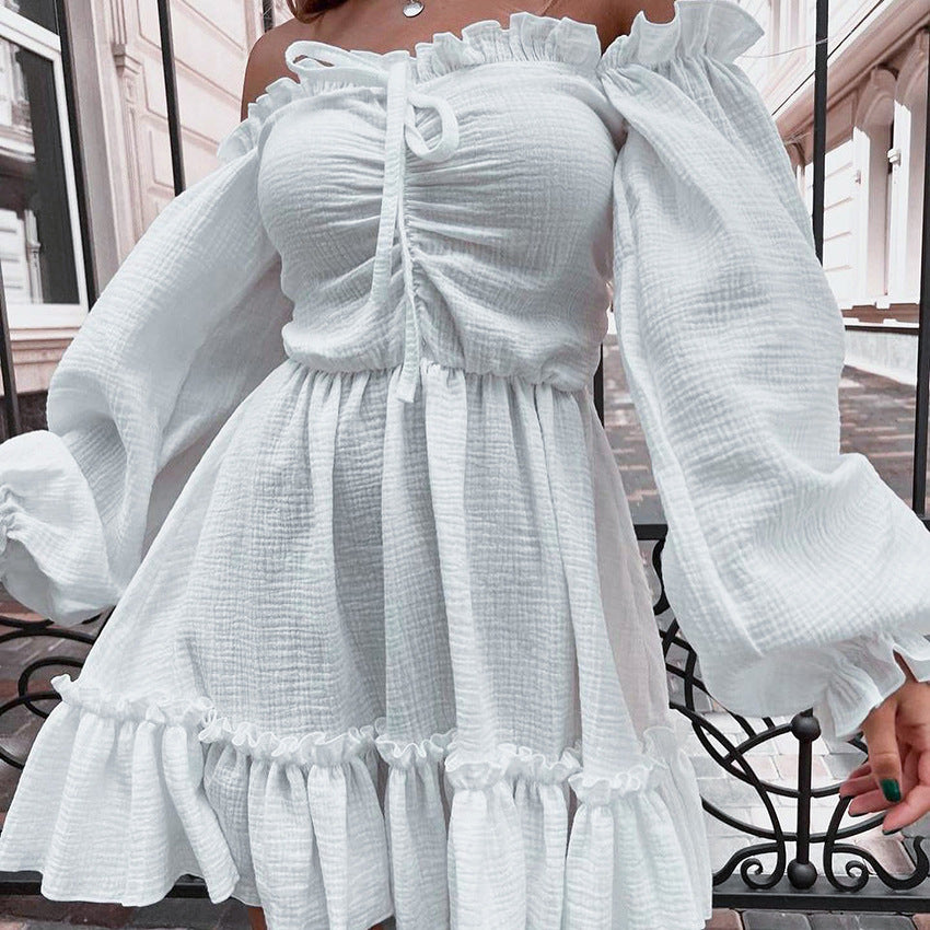 fruitful fashion dress to impress Autumn New French Commuter First Love White Dress Dress Crepe Cotton Long Sleeve A- line Skirt for Women