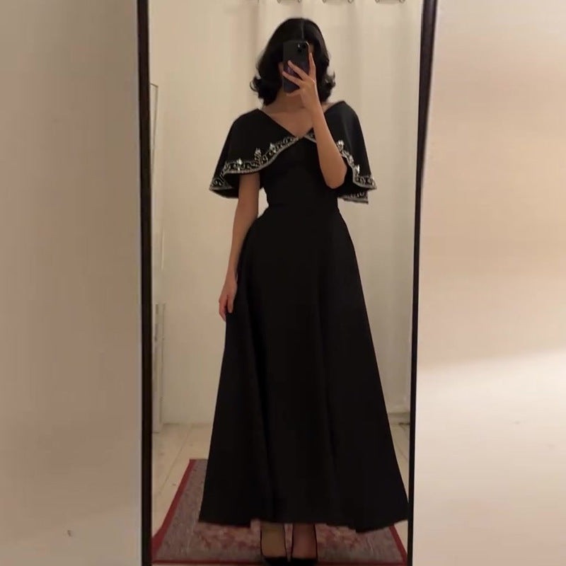 dress to impress outfits Autumn Solid Color Fashion Shawl Collar High Waist Slim Temperament Long Dress