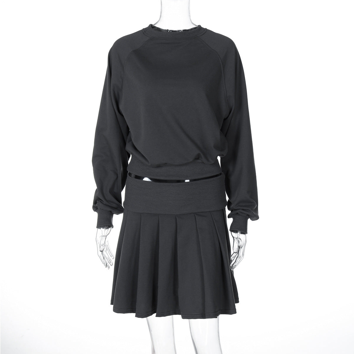 leapord halloween outfit Autumn and Winter Solid Color Long-Sleeved Sweater Pleated Skirt Two-Piece Suit Fashion Casual Suit Women