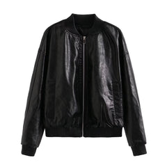 90s fashion Autumn New Y2K Women's Washed Distressed Effect Pilot Jacket Coat PU Leather Coat