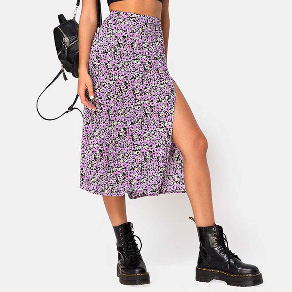 outfit ideas Skirt Leopard Print Long Skirt High Waist Split Hip Skirt Mid-Length A- line Skirt