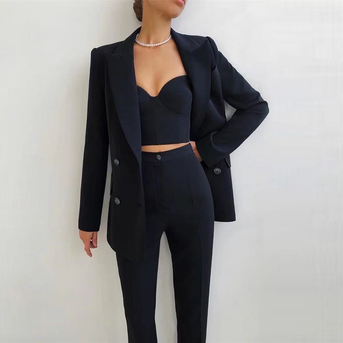 dress to impress outfits 2024 New High Quality Casual Temperament Commuter Fashion Professional Women's Suit plus Bra Pants Suit