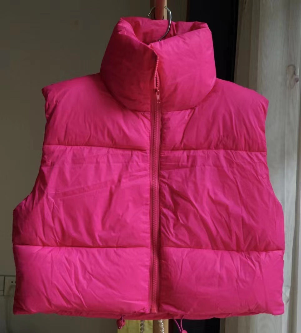fall outfits women Women's Sleeveless Cotton-Padded Jacket Lightweight down Cotton Vest Winter Stand Collar Thickened Warm Short Vest for Women