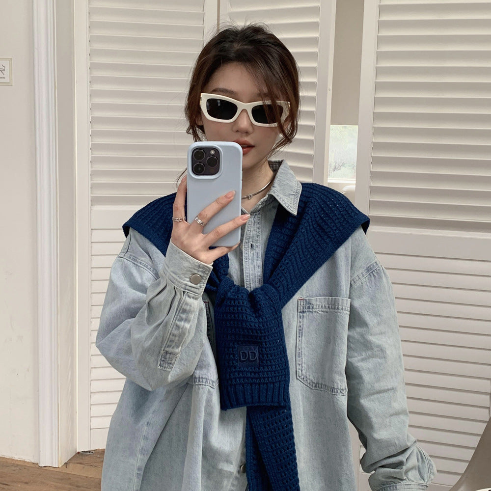 casual fall outfits Spring and Autumn Knitted Shawl for Women, Fashionable Decoration, Western Style Shoulder-Matching, Summer, Skirt, Neck Protection