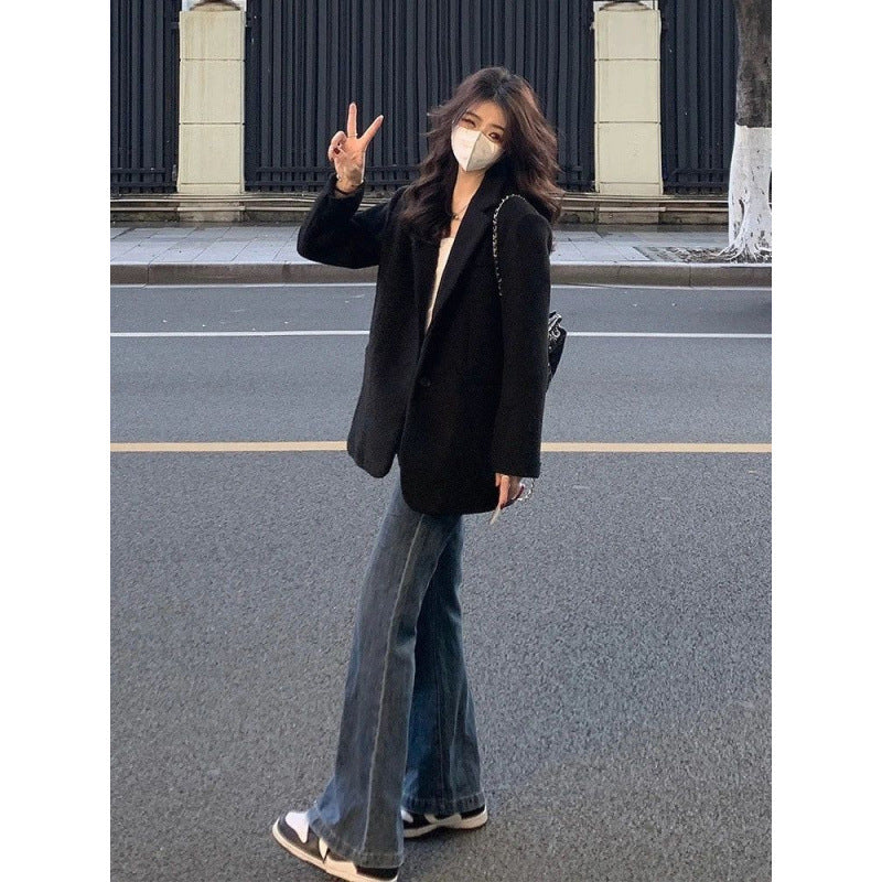 joker costume female outfit Black Suit Jacket for Women Spring and Autumn Small High-End Fashion Net Red Suit Jacket Trendy Chic
