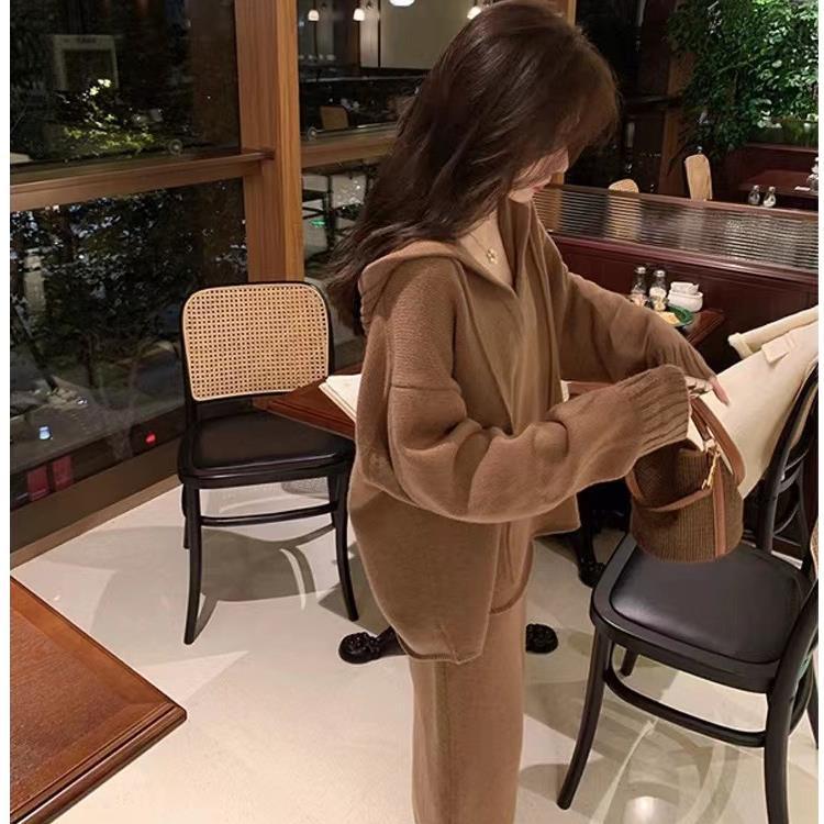 brown puffer jacket outfit Autumn Cold Style High-Grade Knitwear Sweater Suit Skirt Royal Sister Dress Two-Piece Set