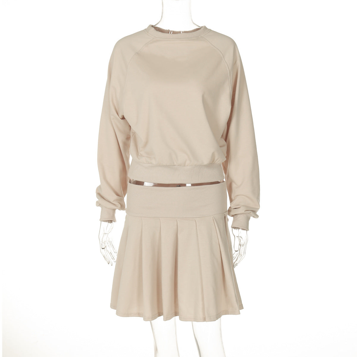 leapord halloween outfit Autumn and Winter Solid Color Long-Sleeved Sweater Pleated Skirt Two-Piece Suit Fashion Casual Suit Women