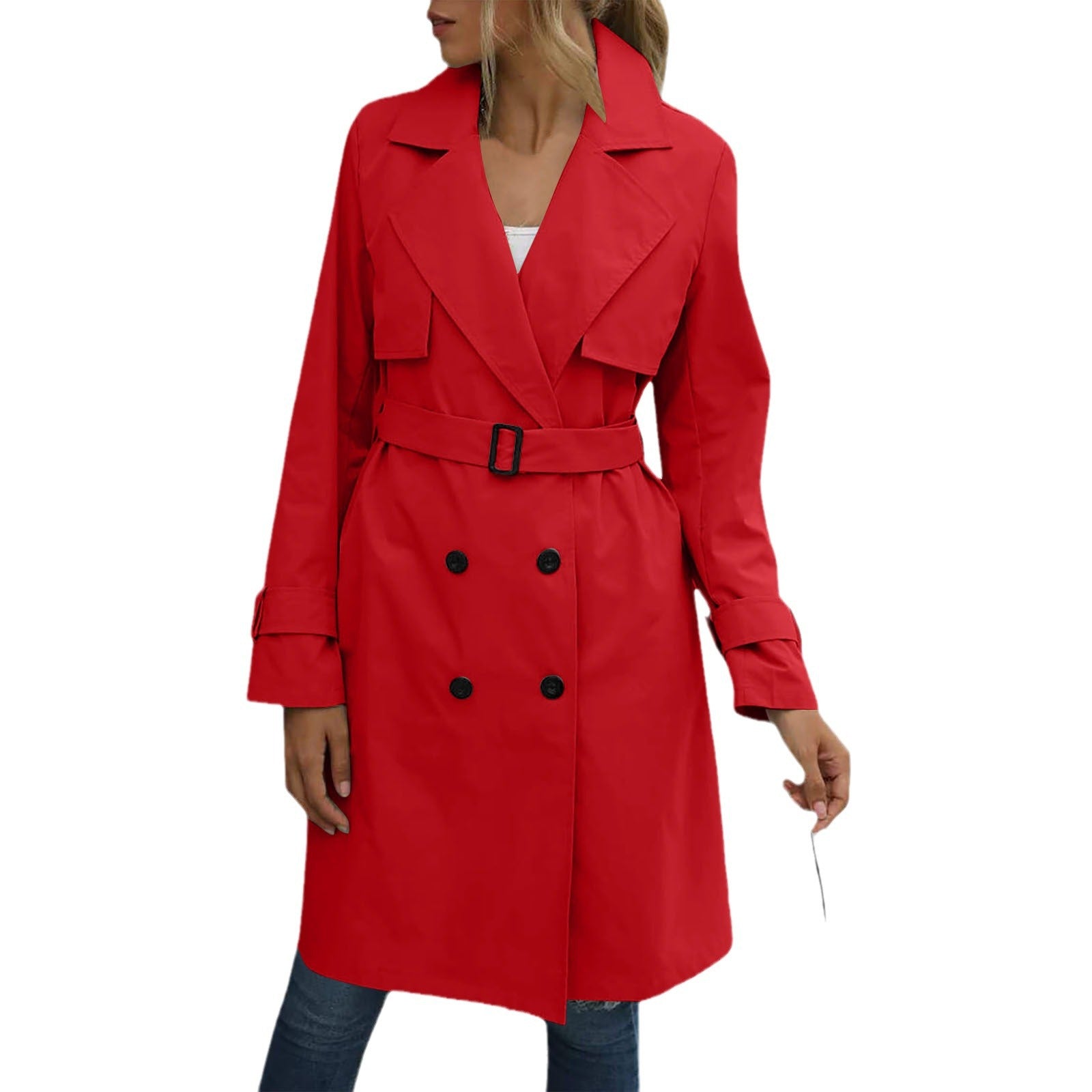 women’s outfits Winter and Autumn Women's Double-Breasted Fashion Casual Trench Coat