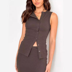 date night outfit 2024 Women's New Solid Color Sexy Sleeveless Button Cardigan