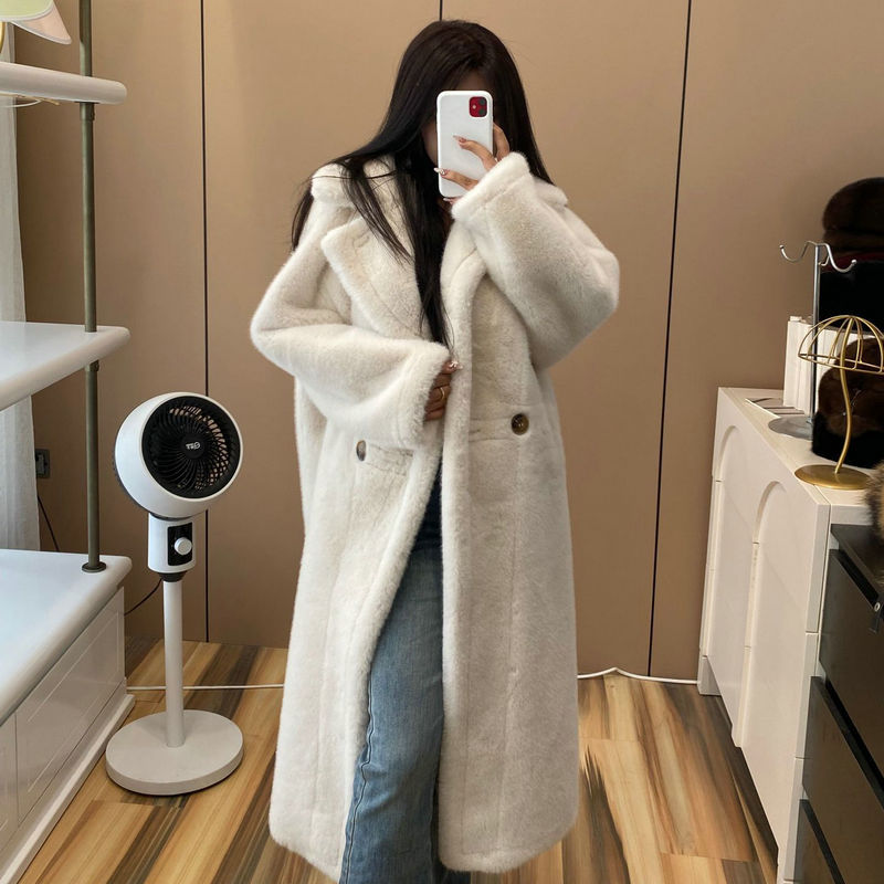 simple winter outfits Autumn and Winter Fur Mink Fur Fur Integrated Long Sweater Coat Loose Thickened Trendy Korean Style Coat for Women