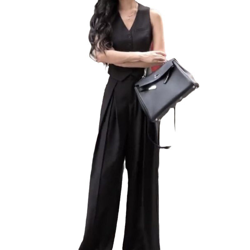 Black Chanel Style Suit Vest Women's Summer Thin High-End Fashionable Vest Sleeveless Top