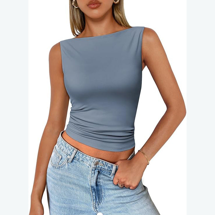 y2k dress to impress Women's Pullover Sleeveless Hot Girl Outer Wear Square Collar Vest Women's Inner Wear Dopamine Top