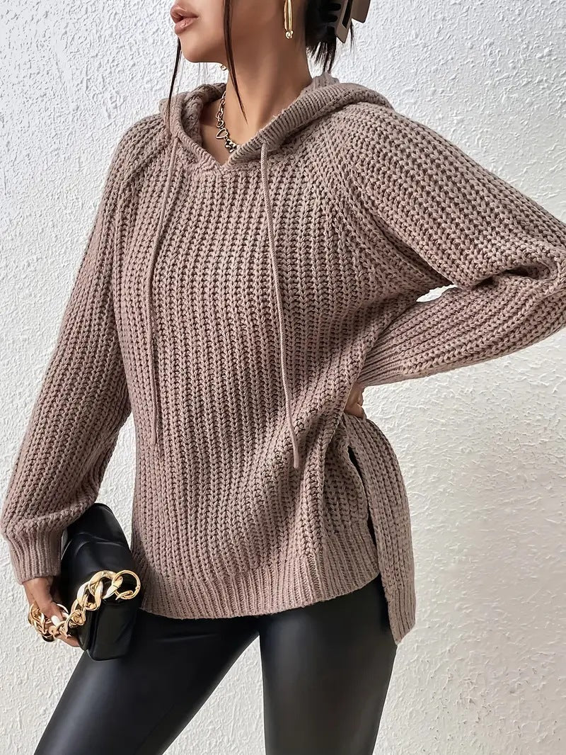 black sweater dress outfit Lazy Style Pullover Hooded Sweater Women's Loose Slimming Sweater Inner Temperament Top